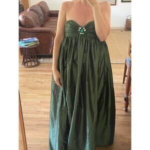 Marc Bouwer Green Taffeta Strapless Gown Size 6